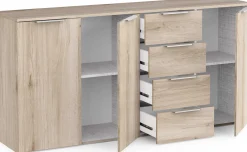 Sideboard Spectre - 159x37x78cm - 3 Türen und 4 Schubladen - Eichendekor
