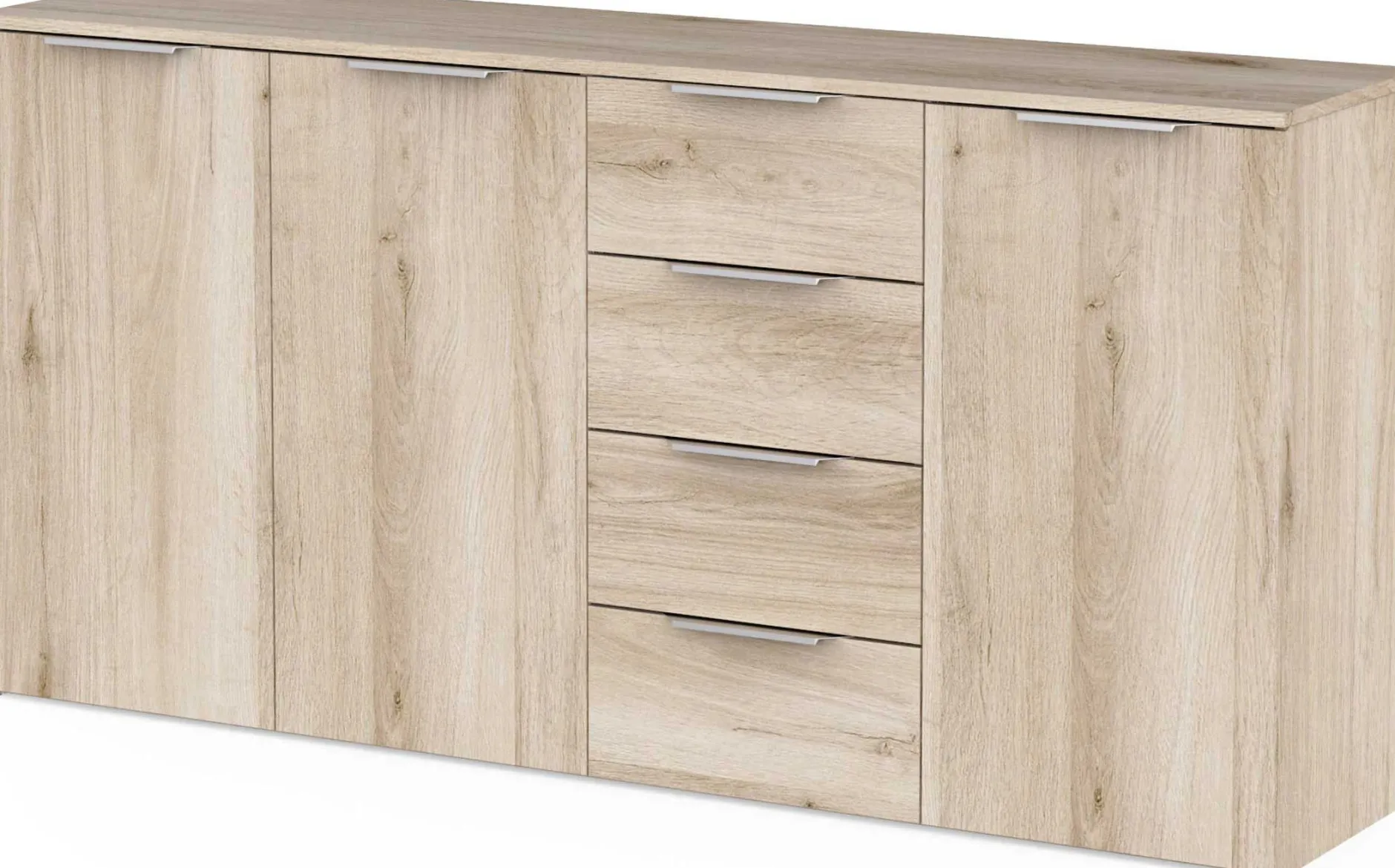 Sideboard Spectre - 159x37x78cm - 3 Türen und 4 Schubladen - Eichendekor