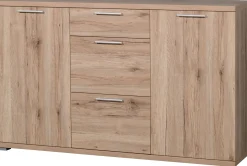 Sideboard Tosun 144 cm mit 2 Türen und 3 Schubladen - Eiche
