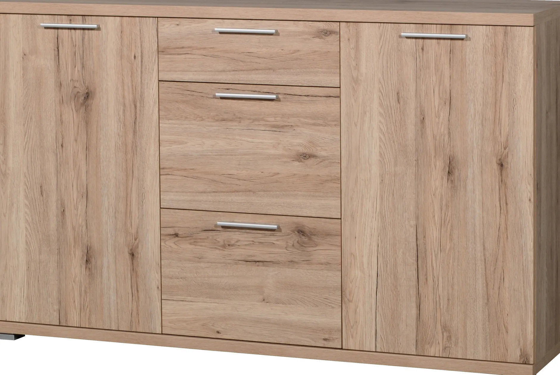 Sideboard Tosun 144 cm mit 2 Türen und 3 Schubladen - Eiche