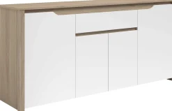 Sideboard Wendy - 184x46x86cm - 4 Türen und 1 Schublade - Eiche Dekor/Weiß