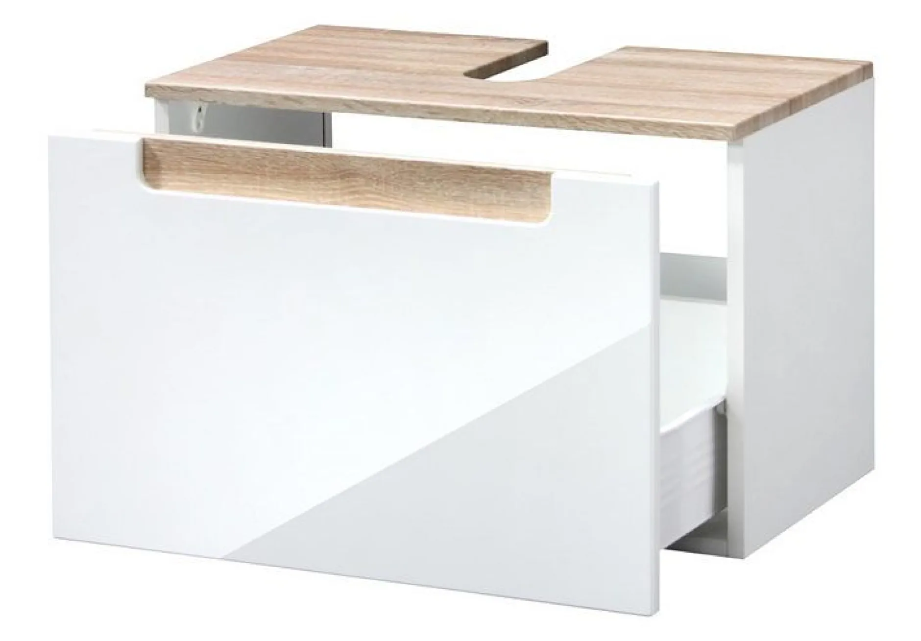 SienaBadezimmer : Säulenschrank, Spiegelschrank, Waschbeckenunterschrank, Hängeschränke - Hochglanz weiß