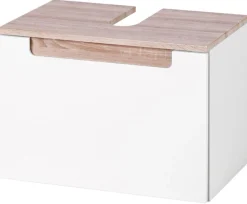 SienaBadezimmer : Säulenschrank, Spiegelschrank, Waschtischunterschrank - Hochglanz weiß
