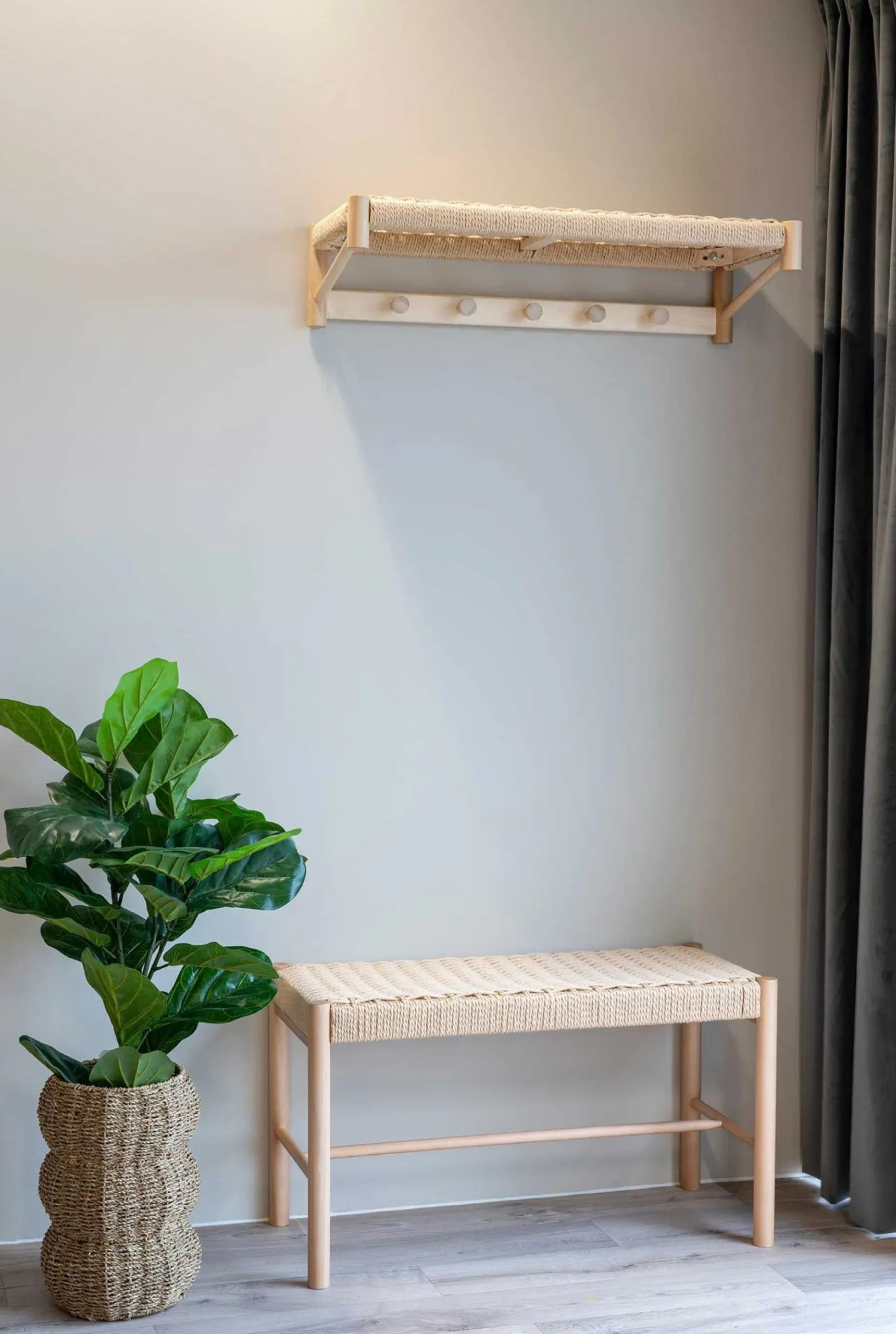 Sitzbank aus geflochtenem Pappelholz 35x80x45 cm