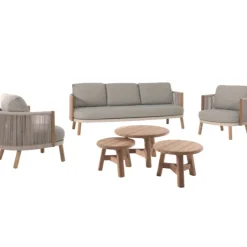 3-Sitzer-Gartenbank Mendoza von Gescova - Teakholz und Olefin - 220x80x90cm - Beige