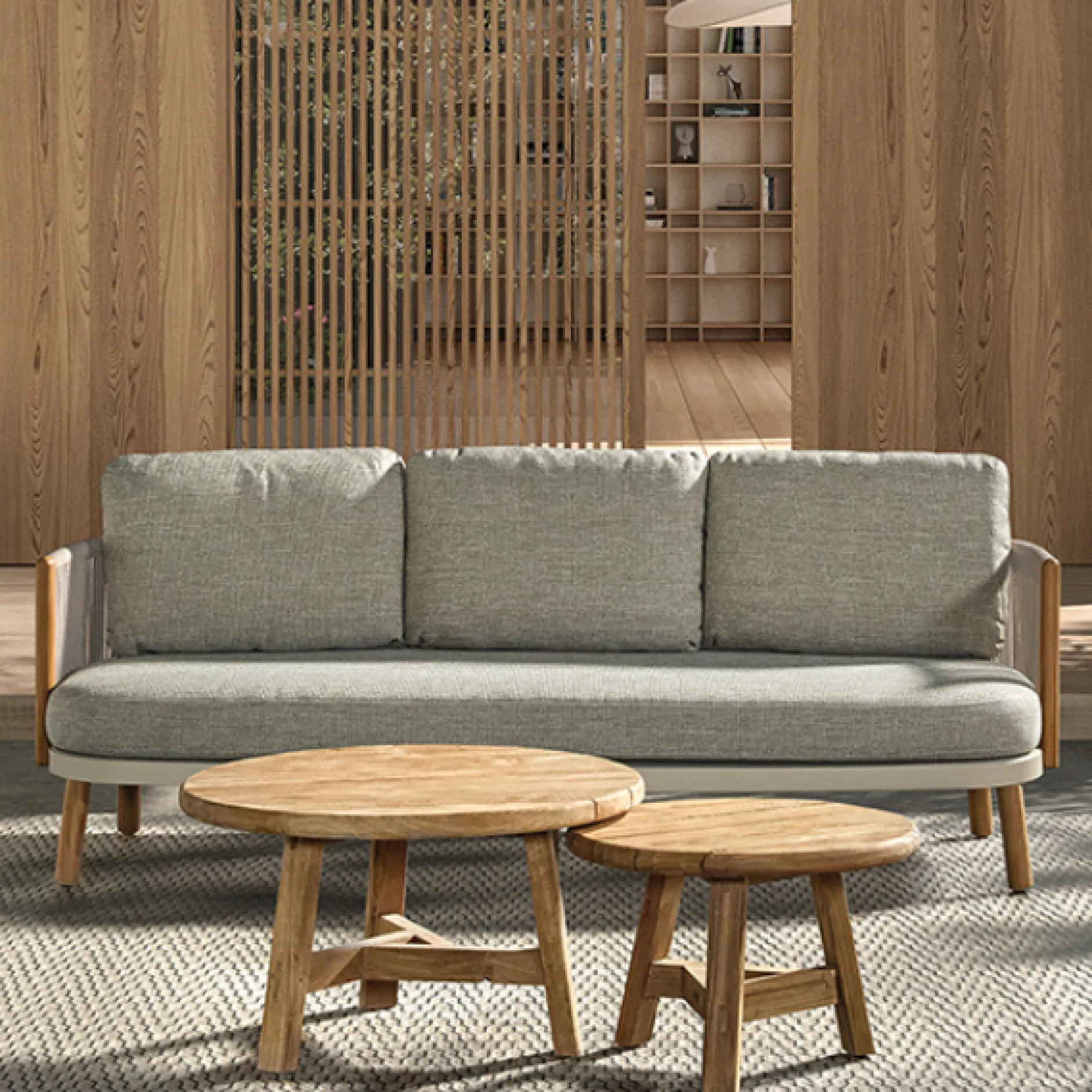 3-Sitzer-Gartenbank Mendoza von Gescova - Teakholz und Olefin - 220x80x90cm - Beige