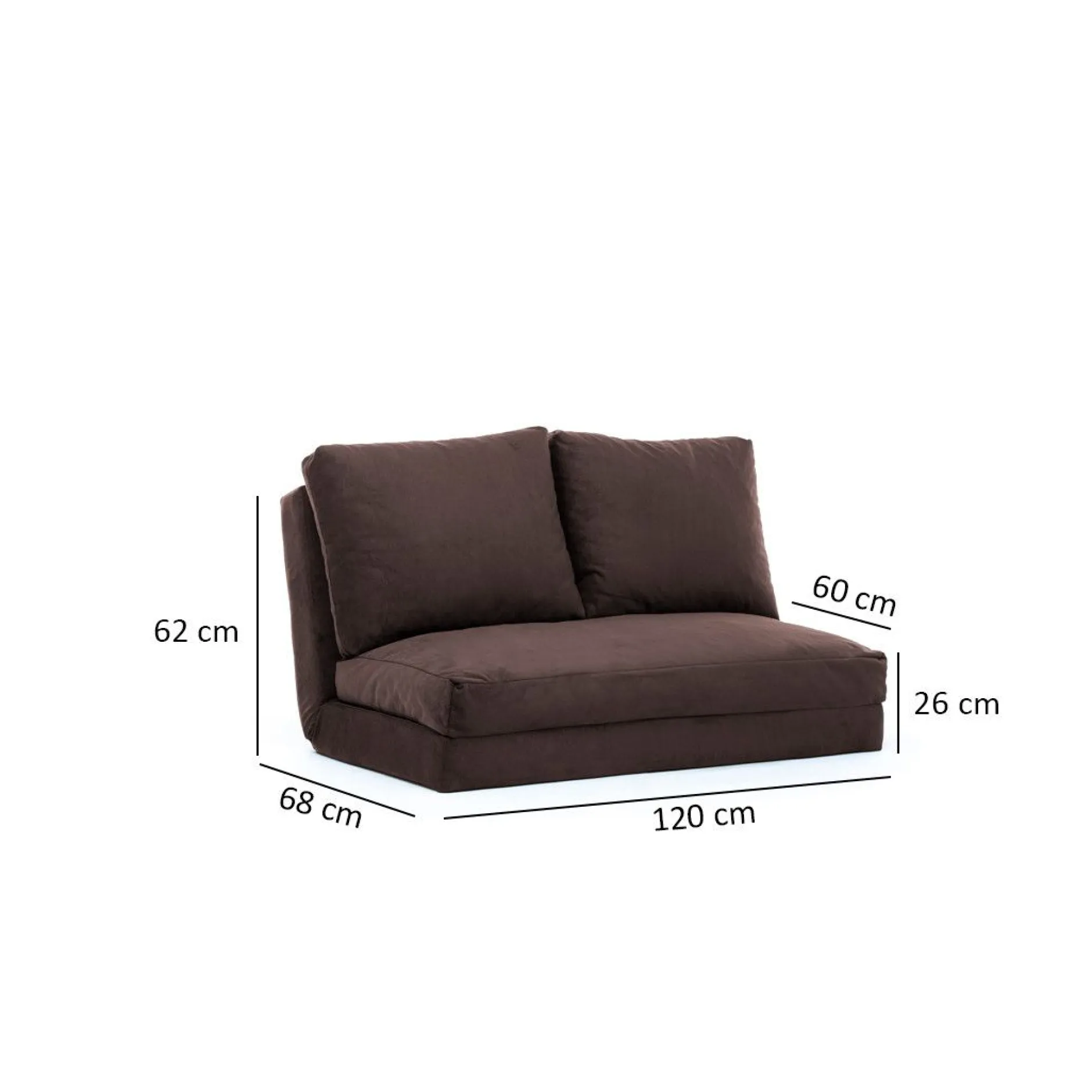 2-Sitzer Sofa-Bett | Komfort und Stil mit Metallrahmen | Braun