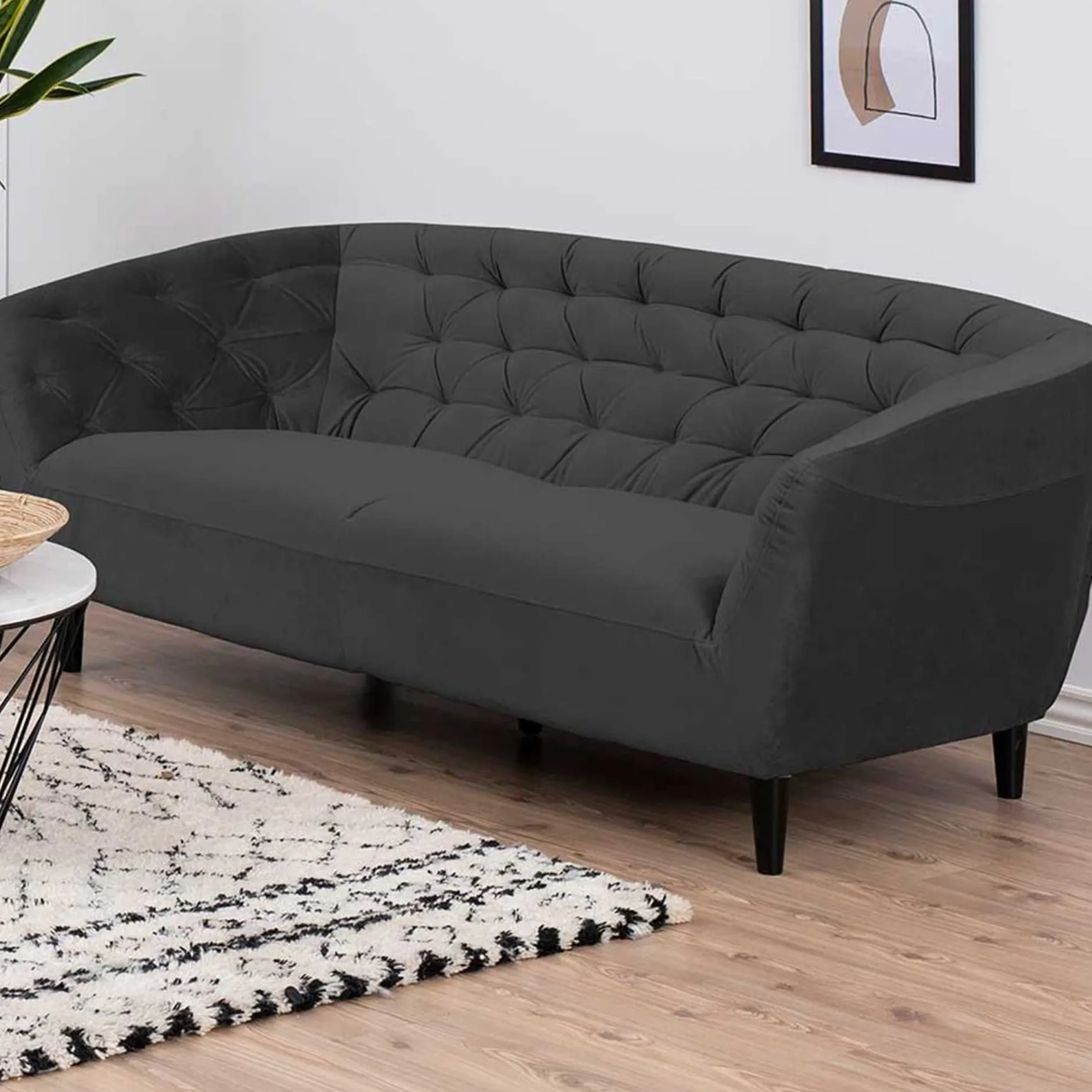 3-Sitzer Sofa Isiah 191cm - dunkelgrau