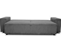 3-Sitzer Sofa Josh - 239x86x85cm - mit Stauraum - anthrazitfarbener gerippter Samt
