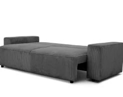 3-Sitzer Sofa Josh - 239x86x85cm - mit Stauraum - anthrazitfarbener gerippter Samt
