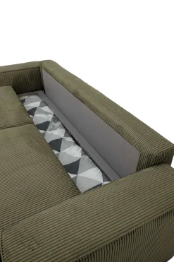 3-Sitzer Sofa Josh - 239x86x85cm - mit Stauraum - khaki Rippensamt