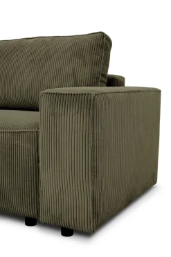3-Sitzer Sofa Josh - 239x86x85cm - mit Stauraum - khaki Rippensamt