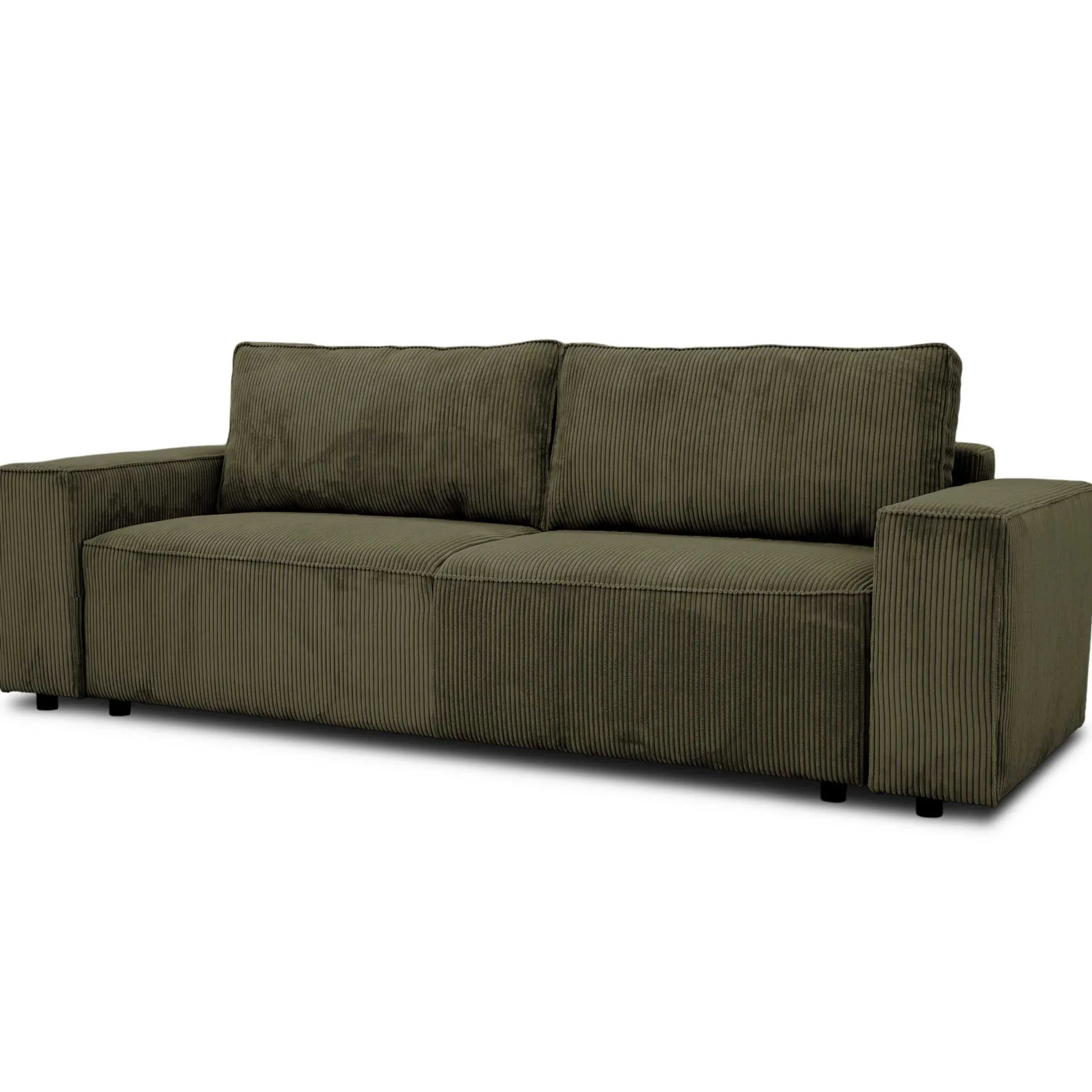 3-Sitzer Sofa Josh - 239x86x85cm - mit Stauraum - khaki Rippensamt