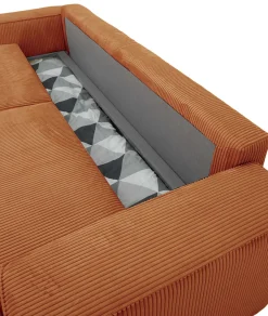 3-Sitzer Sofa Josh - 239x86x85cm - mit Stauraum - terracotta gerippter Samt
