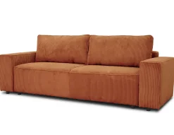 3-Sitzer Sofa Josh - 239x86x85cm - mit Stauraum - terracotta gerippter Samt