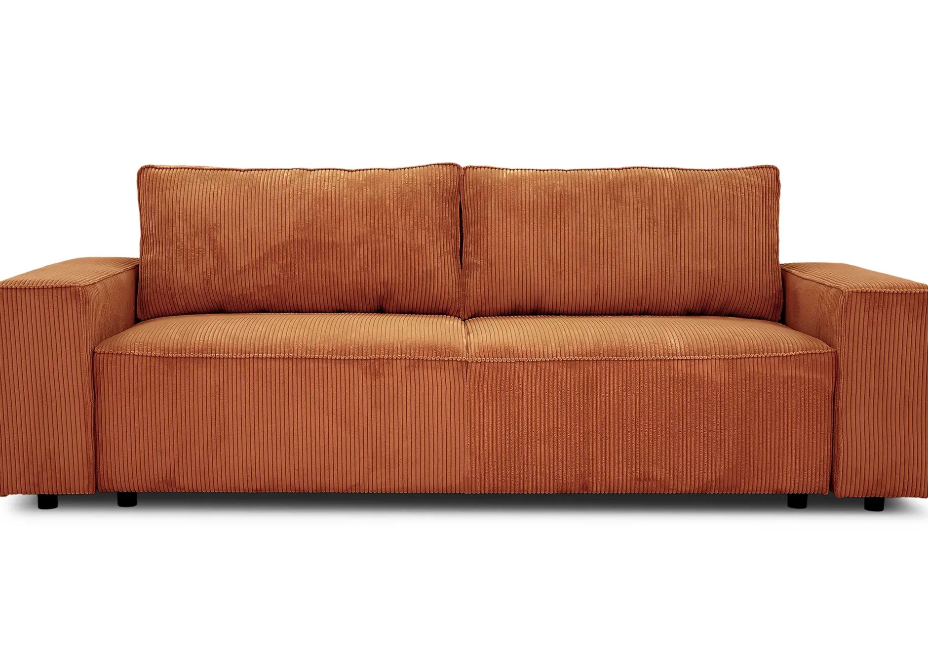 3-Sitzer Sofa Josh - 239x86x85cm - mit Stauraum - terracotta gerippter Samt
