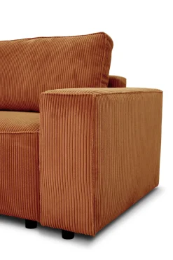 3-Sitzer Sofa Josh - 239x86x85cm - mit Stauraum - terracotta gerippter Samt