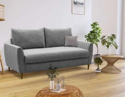 3-Sitzer Sofa Lino - 180x78x92cm - grauer Stoff