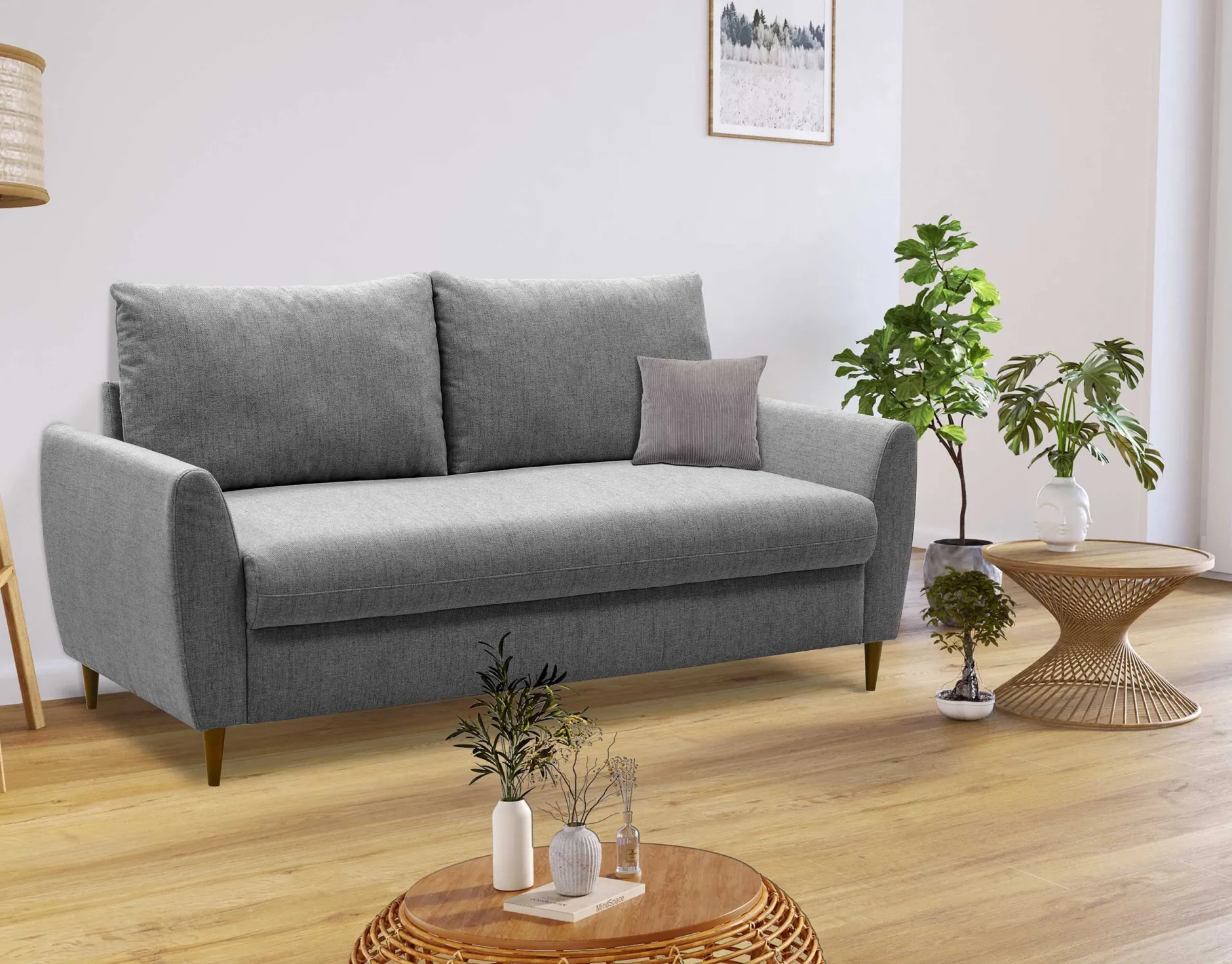 3-Sitzer Sofa Lino - 180x78x92cm - grauer Stoff