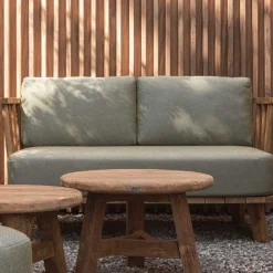 2-sitziger Gartenstuhl Fez gescova - recyceltes Teakholz - Sitzkissen salbei grün