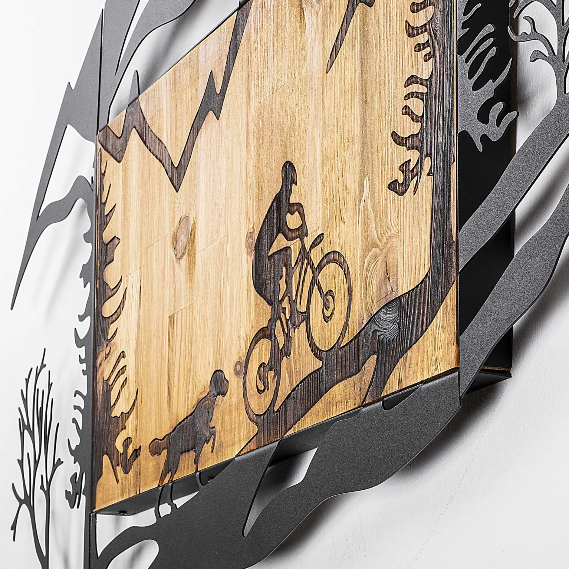 Skyler Dekoratives Wandaccessoire aus Holz | Holz & Metall | 110 x 3 x 65 cm