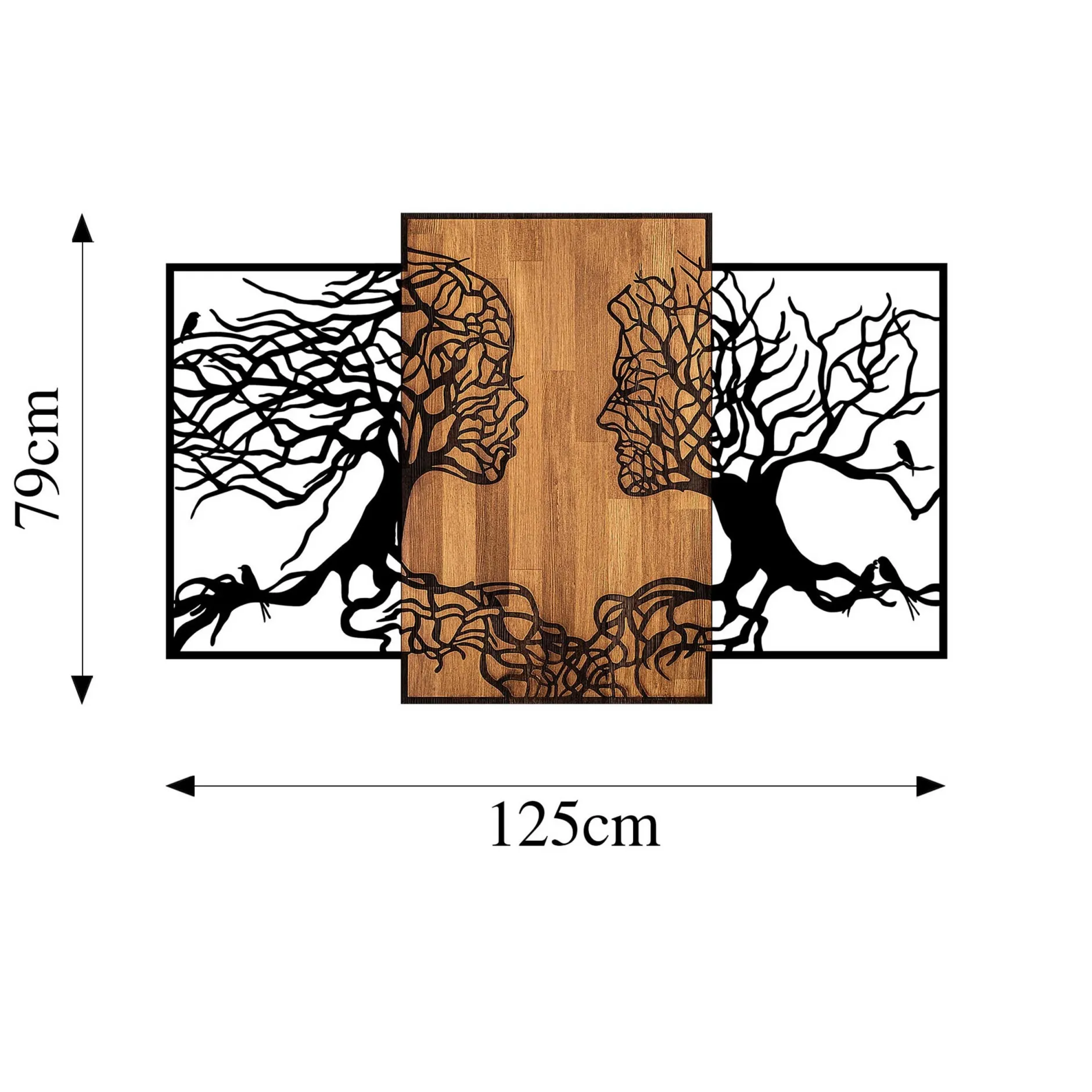 Skyler Dekoratives Wandaccessoire aus Holz | Holz & Metall | 125 x 3 x 79 cm