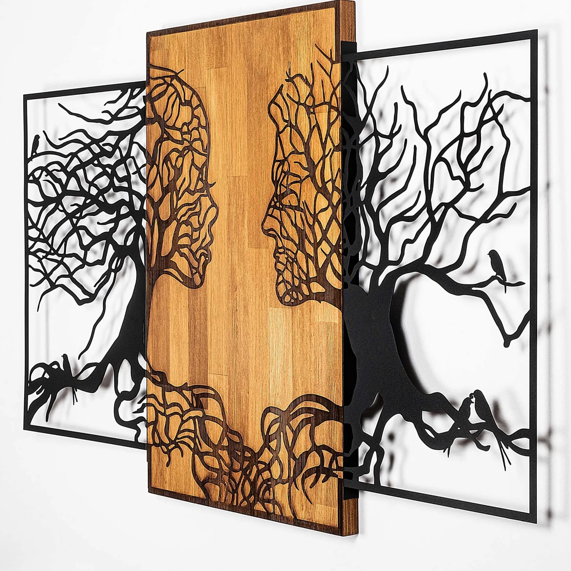 Skyler Dekoratives Wandaccessoire aus Holz | Holz & Metall | 125 x 3 x 79 cm