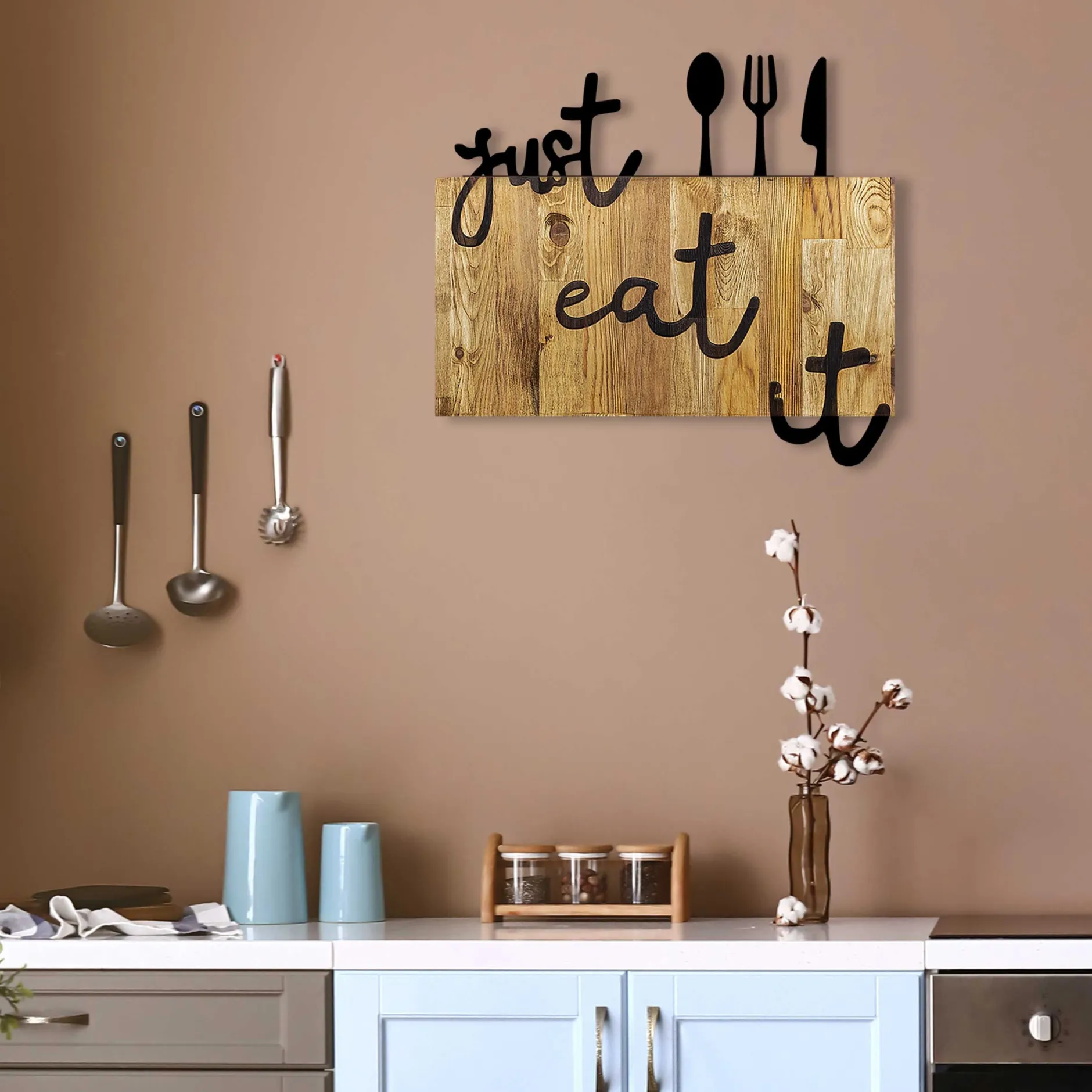 Skyler Dekoratives Wandaccessoire aus Holz | Holz & Metall | 58 x 3 x 52 cm