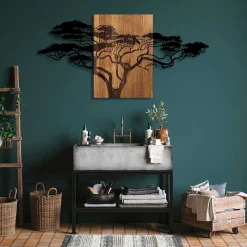Skyler Dekoratives Wandaccessoire aus Holz | Holz & Metall | 144 x 3 x 70 cm