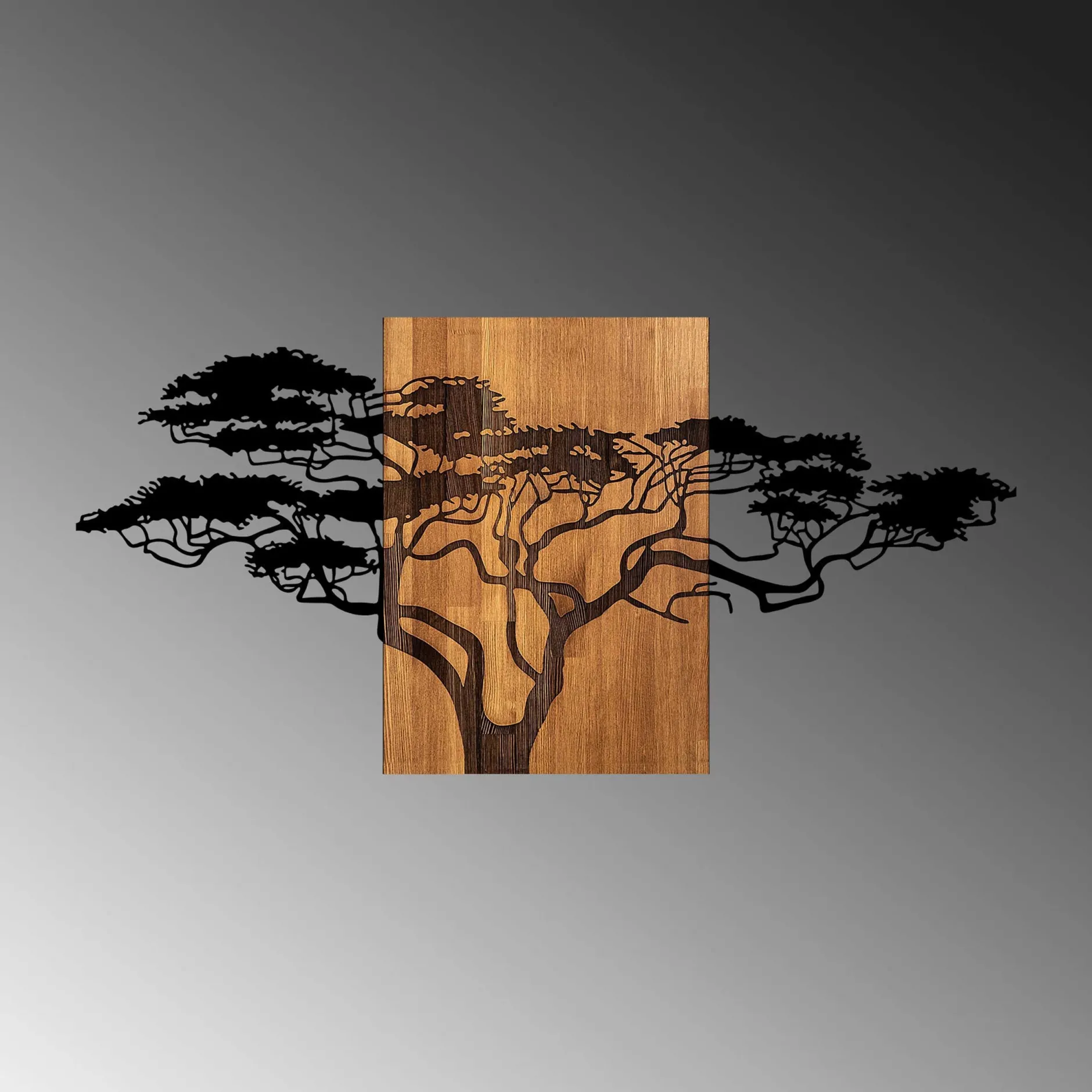 Skyler Dekoratives Wandaccessoire aus Holz | Holz & Metall | 144 x 3 x 70 cm