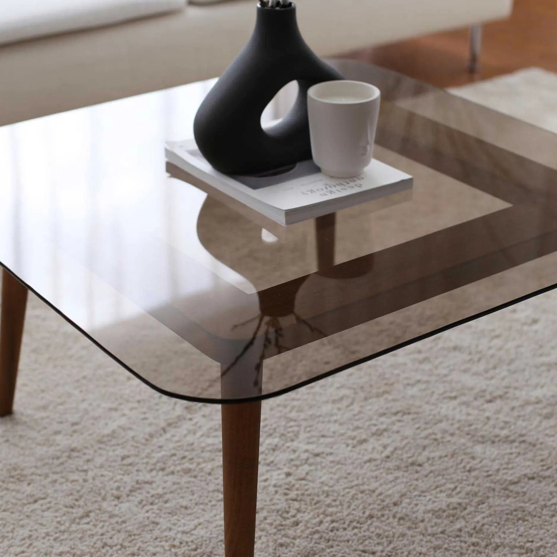 Smart Couchtisch | GEHÄRTETES GLAS | Bronze