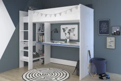 Smoozy Kinderzimmer-Set | Hochbett und Kleiderschrank | Weiß