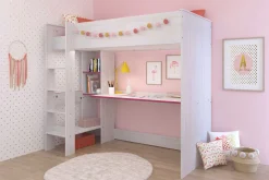 Smoozy Kinderzimmer-Set | Hochbett und Kleiderschrank | Weiß
