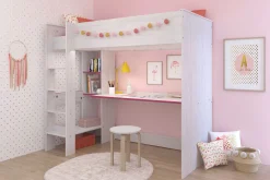 Smoozy Kinderzimmer-Set | Hochbett und Kleiderschrank | Weiß