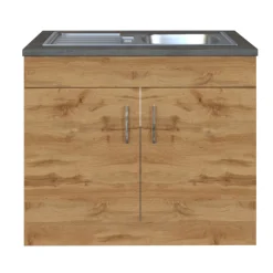 Sockelschrank Sorrella 100cm 2 Türen - Eiche/Beton
