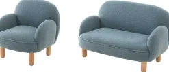 Sofa-Set für Kinder Rocky - blauer Bouclé-Stoff