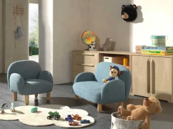 Sofa-Set für Kinder Rocky - blauer Bouclé-Stoff
