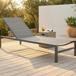 Sonnenliege Gabana Aluminium Anthrazit mit Textilene in Silbergrau