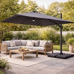 Sonnenschirm Balbao Gescova - 300x300 cm - Aluminium anthrazit - Polyester grau