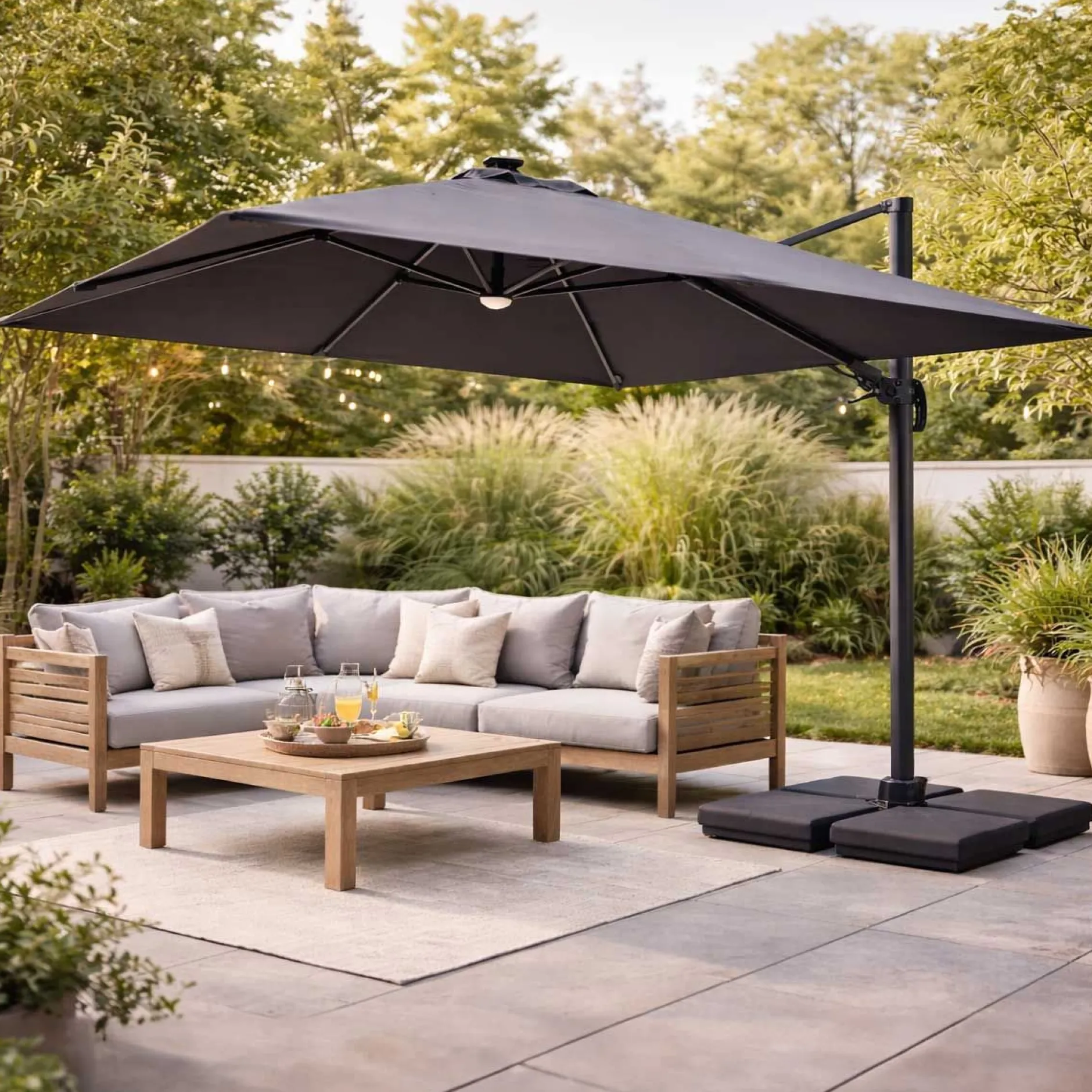 Sonnenschirm Balbao Gescova - 300x300 cm - Aluminium anthrazit - Polyester grau