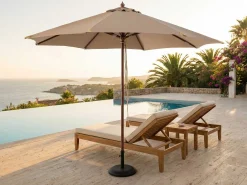 Sonnenschirm Joplin teak - Ø350cm - Taupe - robustes Olefin