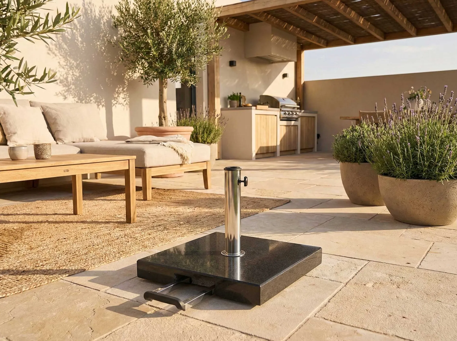 Sonnenschirmsockel Granada Gescova - Granit 50x50 cm - Schwarz