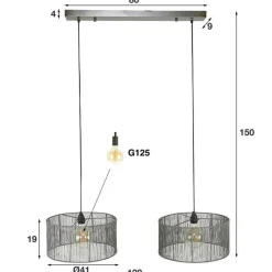 Sorina Hängelampe 120 cm-schwarz nickel