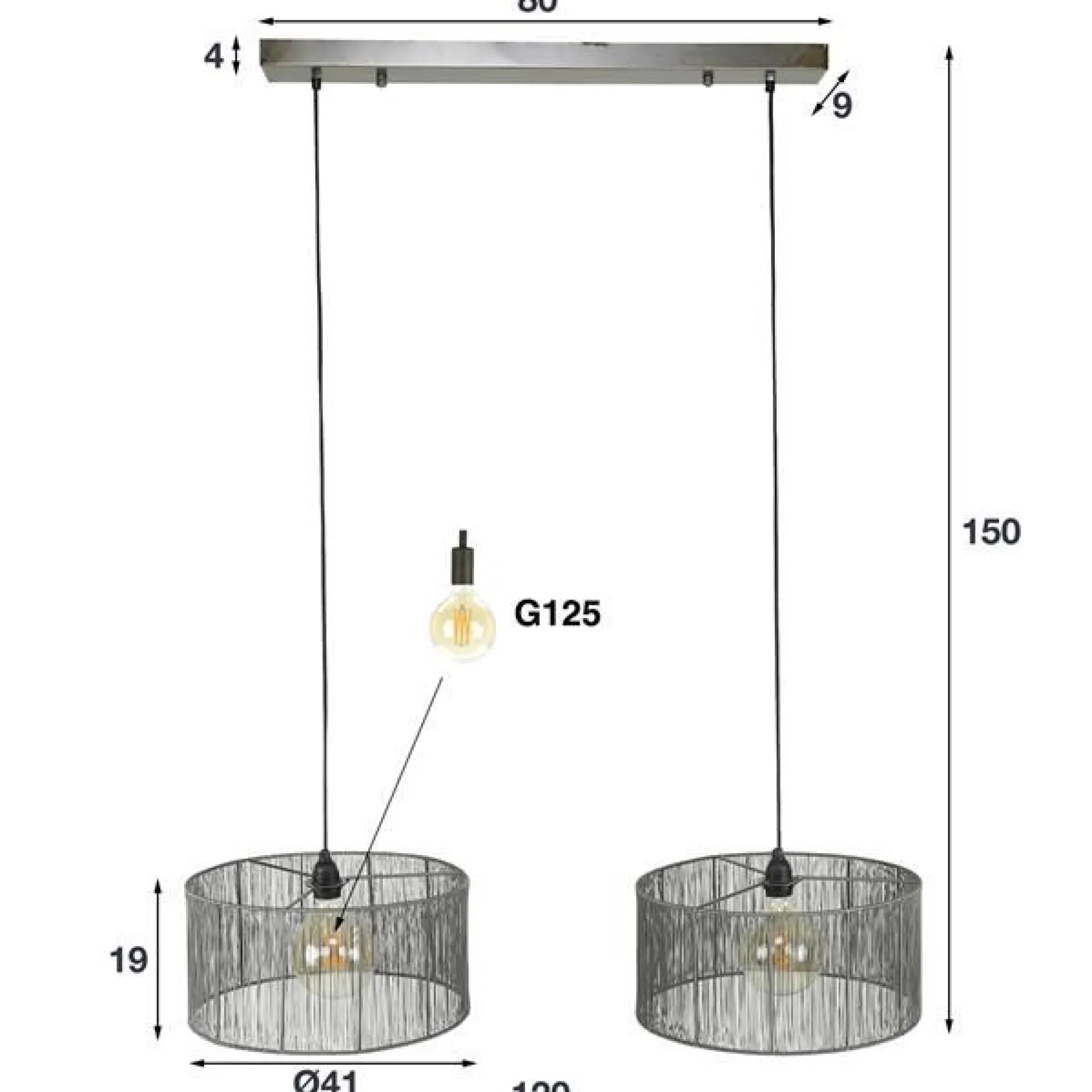 Sorina Hängelampe 120 cm-schwarz nickel