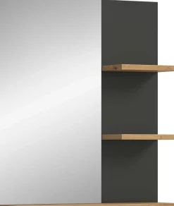 Spiegel Canu Xonox - basaltgrau & Holzoptik - 63x73x16 cm