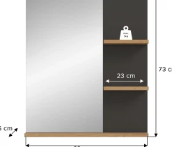 Spiegel Canu Xonox - basaltgrau & Holzoptik - 63x73x16 cm