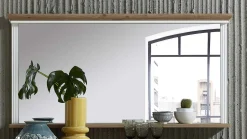 Spiegel Samine 142x74cm mit Ablage - weiß/Eiche