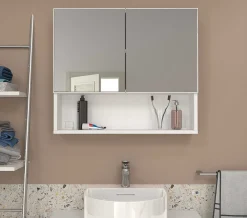 Spiegelschrank Aureliano - 75x17x65cm - 2 Türen - weiß