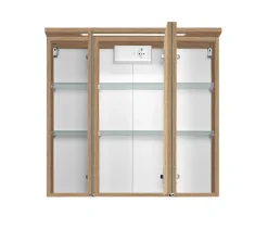 Spiegelschrank Bobbi 70cm Modell 1 3 Türen und led Licht - Eiche