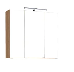 Spiegelschrank Bobbi 70cm Modell 2 3 Türen und led Beleuchtung - Eiche